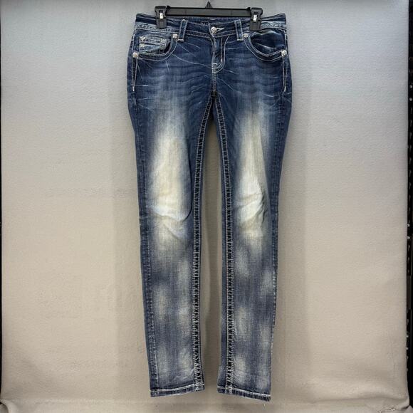 Miss Me Jeans Women's 28X33 (6) Dark Blue Skinny Classic Normcore Preppy EUC - Picture 1 of 15